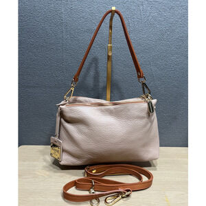 Valentina Italia Crossbody Shoulder Bag Clutch Pebbled Taupe/Beige